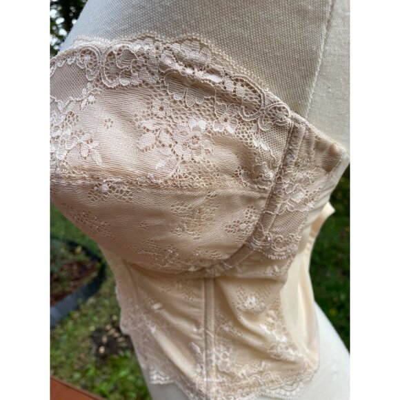 Dominique Womens Lace Strapless Bustier Bra 44C Beige - Picture 7 of 11
